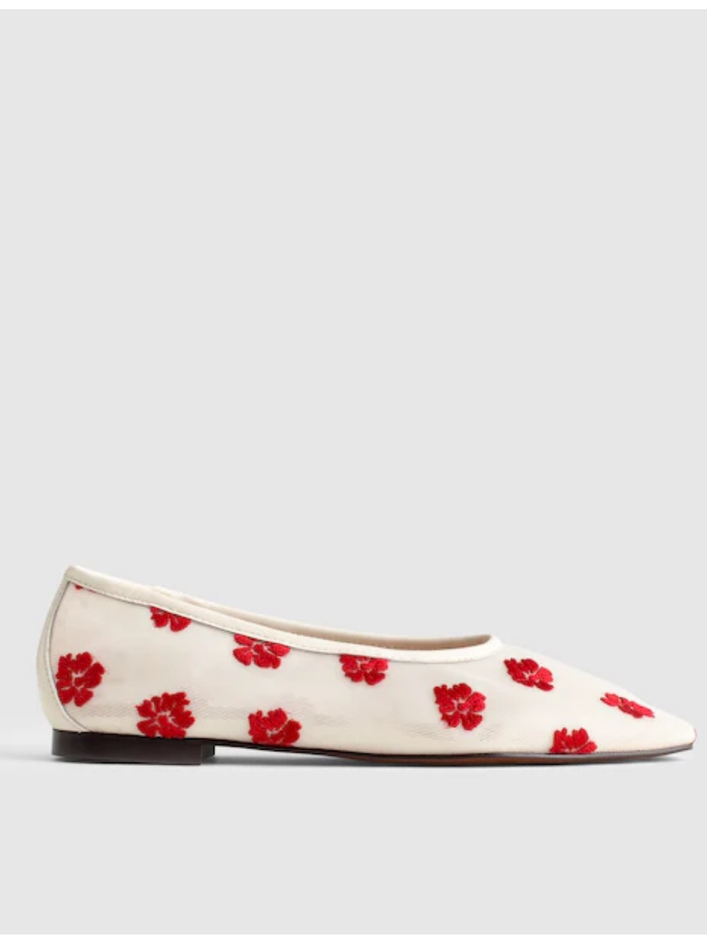 Madewell The Mylie Mesh Ballet Flat vintage ivory red embroidered flowers OA575 - Picture 2 of 11